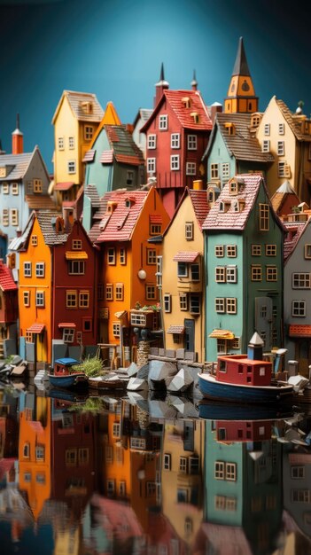 Bryggen Bergen Noruega com embarcações 3D e fundo isolado