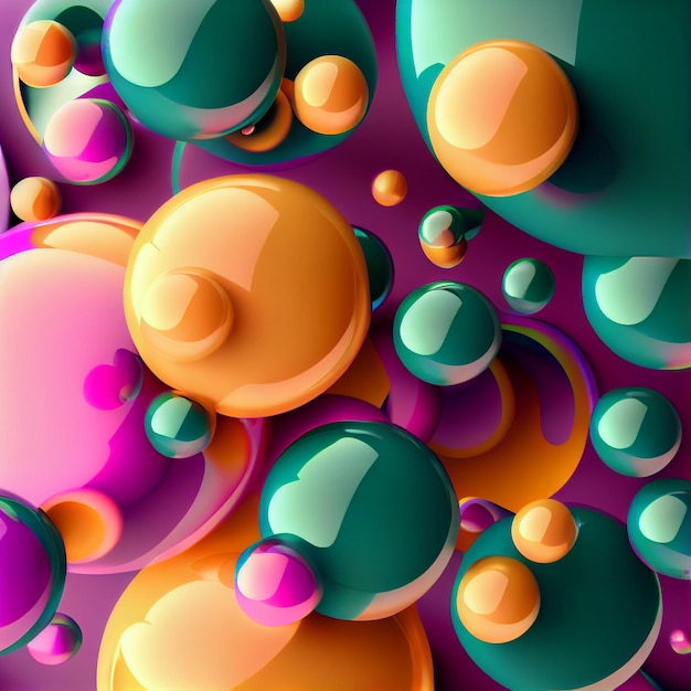 Bubble Abstract 3D Render de burbujas de colores