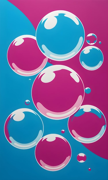 Bubble Gum Bubbles fundo gráfico rosa brilhante cores azuis cultura pop design de arte de doces modernos