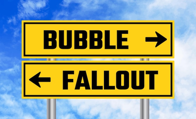 Foto bubble- oder fallout-straßenschild auf himmel-hintergrund