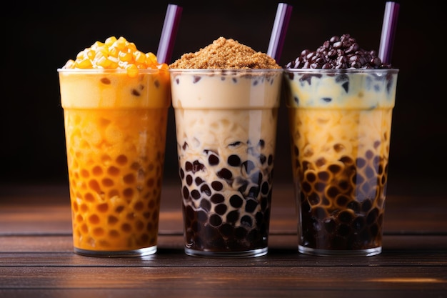 Bubble tea con bolitas de tapioca AI Generative