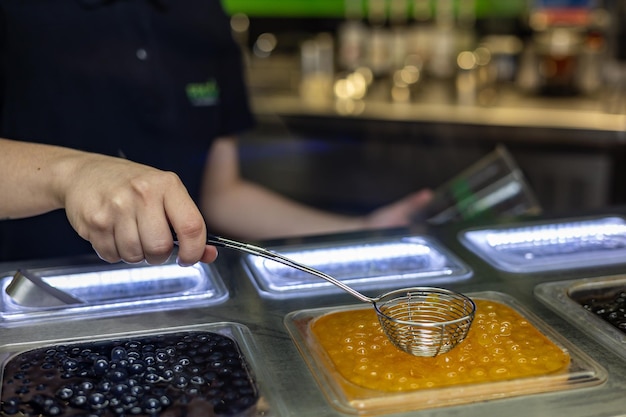 Bubble Tea in einem Plastikbecher