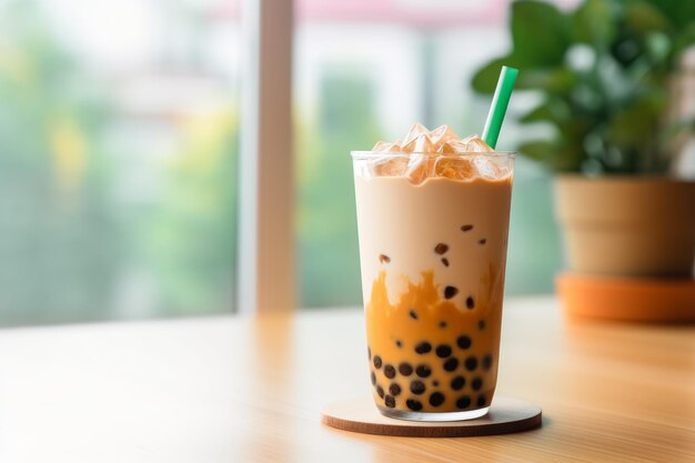 Bubble Tea Tapiokakugeln asiatisch Splash braun Generieren Sie Ai