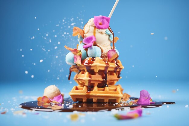 Foto bubble-waffeln mit eiscreme gefüllt