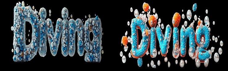 Foto el buceo y las palabras divinas en el diseño de textura colorida crean visuales lúdicos