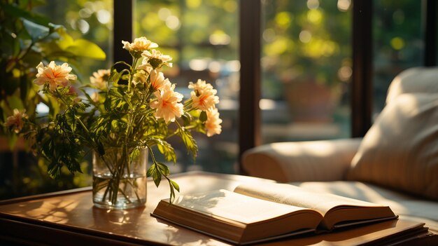 Buch auf dem Fenster bei Sonnenuntergang