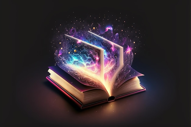 Buch des Universums Fantasy generativer KI-Hintergrund