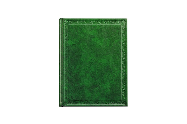 Buch mit der grünen Farbe des Deckblatts lokalisiert auf weißem Hintergrund