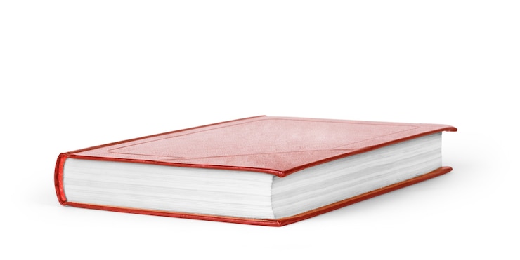 Foto buch rot auf weißem hintergrund