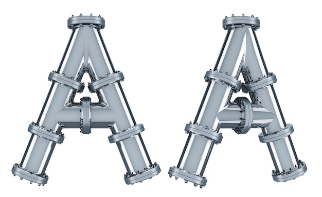 Buchstabe A aus Stahlrohren 3D-Rendering