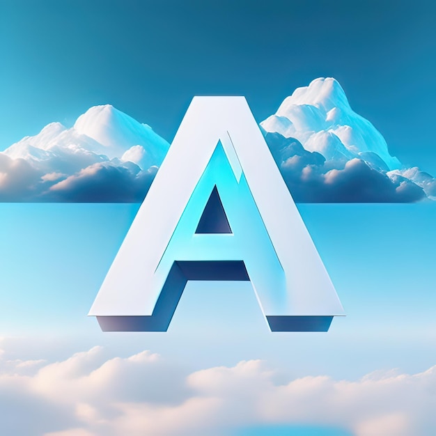 Buchstabe A-Logo am Himmel mit Wolken Generative KI