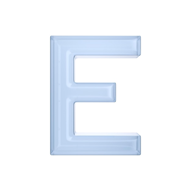 Buchstabe E auf weißem Hintergrund Isolierte 3D-Darstellung