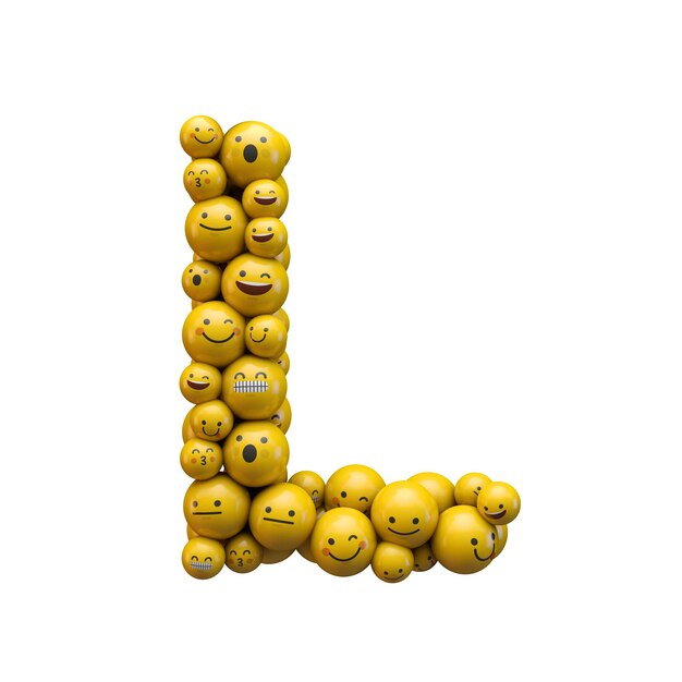 Buchstabe L Emoji-Schriftart 3D-Rendering