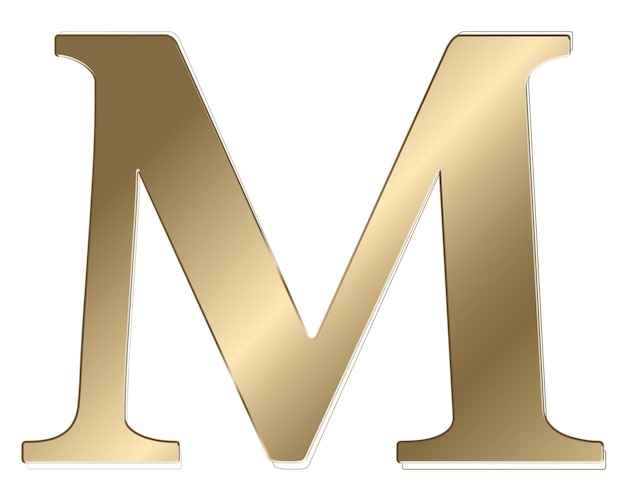 Buchstabe m png gold metallic Schrift durchsichtiger Hintergrund