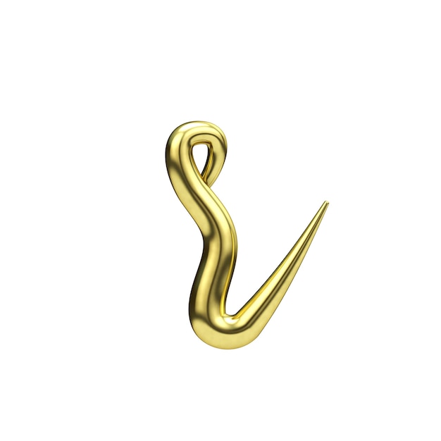 Buchstabe R gold handschriftliche Schrift 3D-Rendering