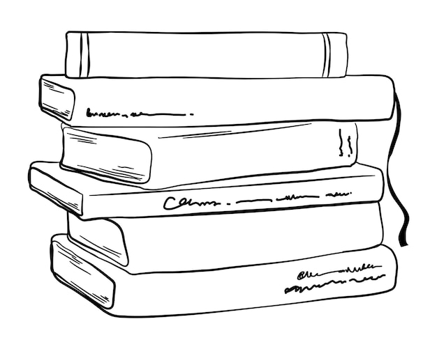 Buchstapel png Linienkunst durchsichtiger Hintergrund