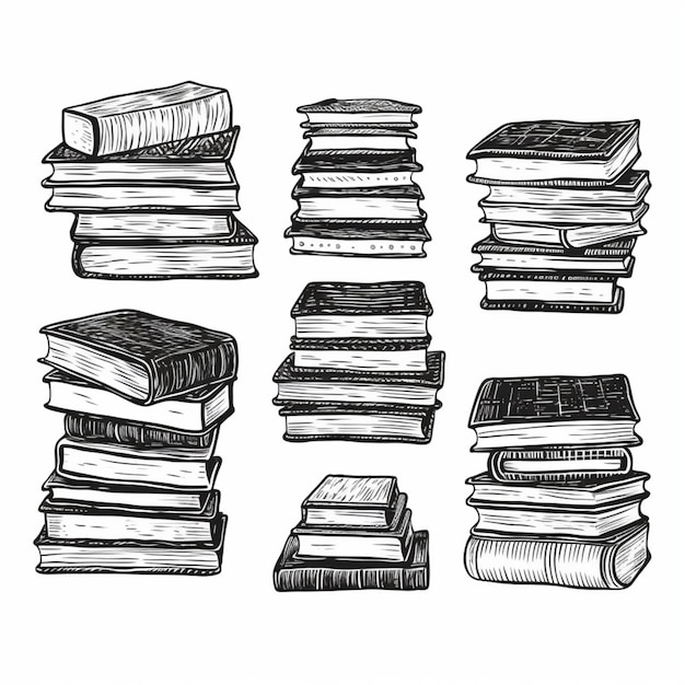 Buchstapel-Sketch-Set