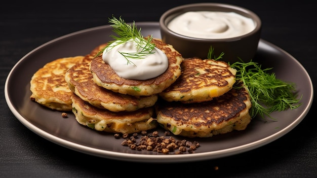 Buchweizen-Kartoffelpuffer mit Sauerrahm