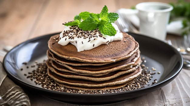 Buchweizenpfannkuchen auf weißem Teller