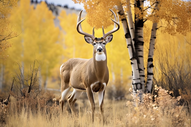 Buck Whitetail no outono Majestic Wild Cervid Mammal no deserto do Colorado