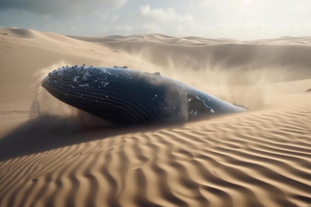 Buckelwal steckt in den Sanddünen der Wüste fest Generative KI