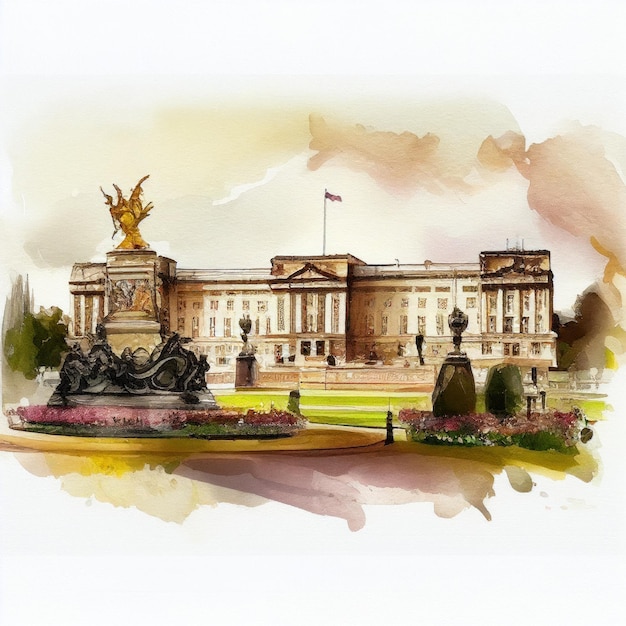 Buckingham Palace im Aquarellstil von Generative AI