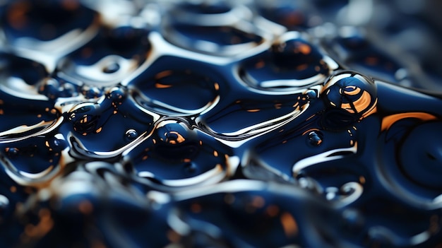 Un bucle de 2 segundos muestra una superficie líquida abstracta con gotas