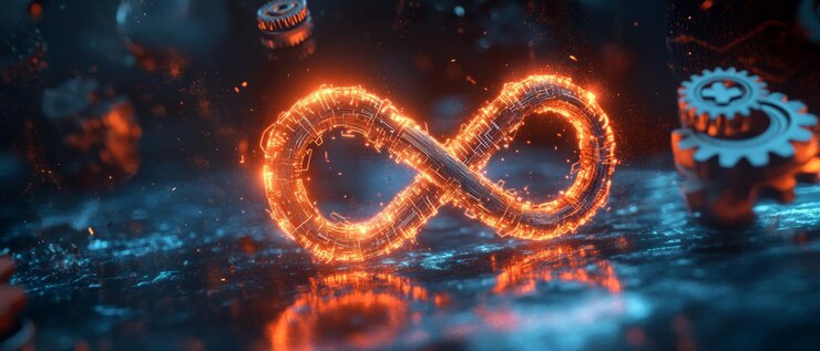 Foto el bucle infinito de inteligencia artificial y automatización
