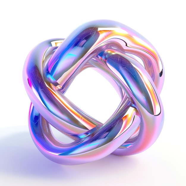 un bucle infinito con una superficie holográfica que dobla la luz en un espectro de colores vibrantes