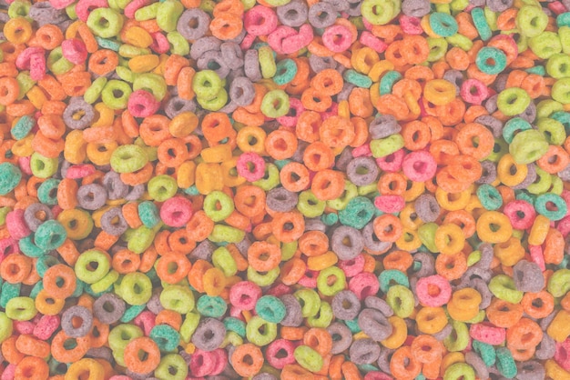 Bucles de cereal de copos multicolores dulces