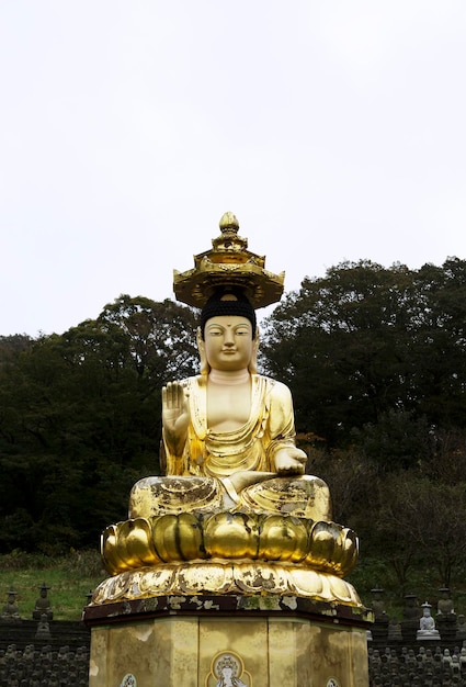 Buda dourado gigante feliz no templo