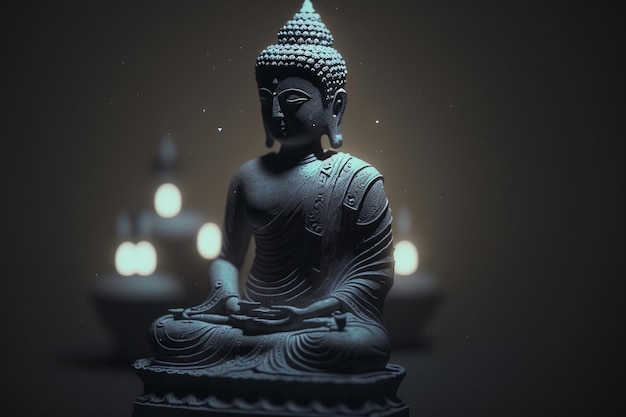 Buda Gautama El símbolo del hinduismo Budismo espiritualidad e iluminación Fondo de Purnima de Buda Ilustración 3d de alta calidad