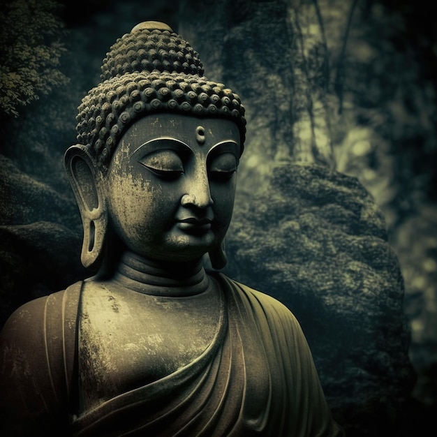 Buda en meditación para el festival budista de Happy Buddha Purnima Vesak