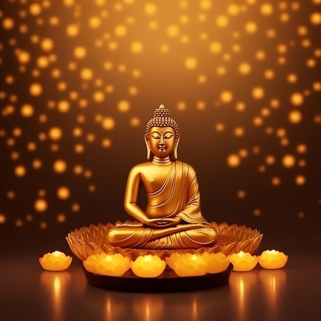 Un Buda se sienta en el día de Vesak Buda Purnima con espacio de copia Fondo para el día del festival de Vesak