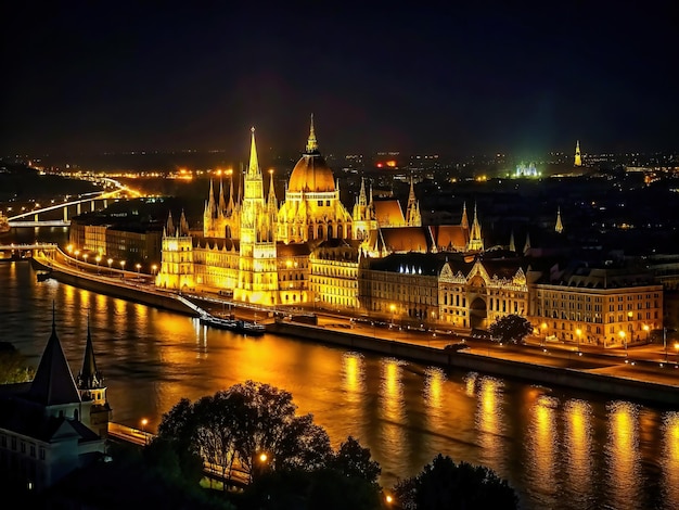 Foto budapeste histórica à noite