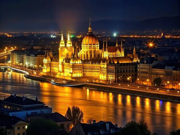 Foto budapeste histórica à noite