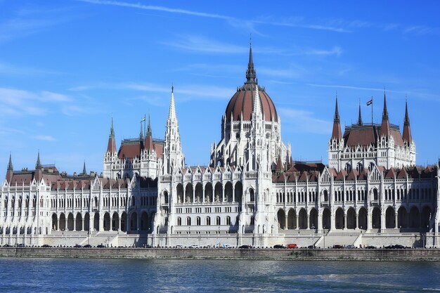 Budapester Parlamentslandschaft, touristischer Blick auf die Hauptstadt Ungarns in Europa, Architekturlandschaft