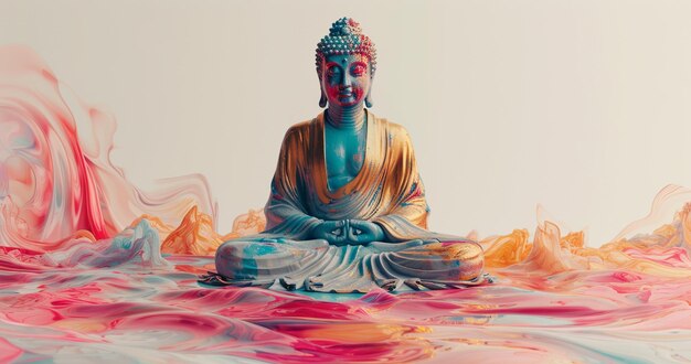 Foto buddha 3d-zen-statue