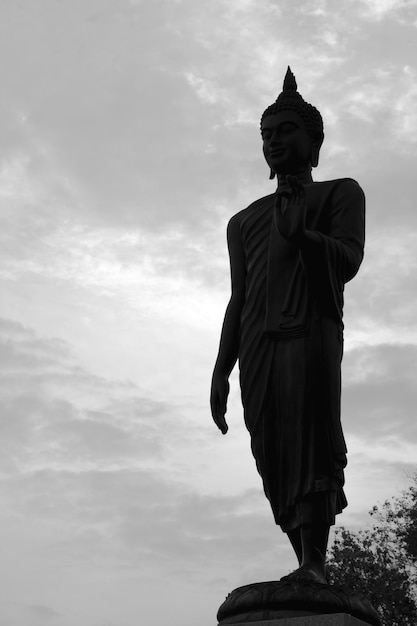 Buddha-Bild in Schwarzweiss.