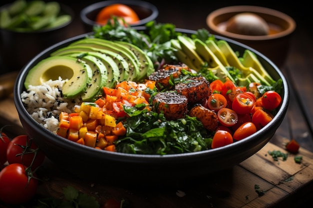 Foto buddha bowl vegetariano una deliciosa mezcla de verduras y legumbres