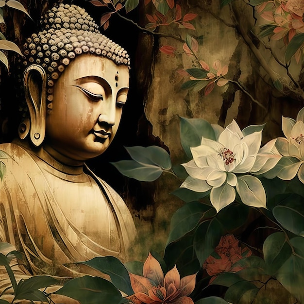 Buddha-Illustration für Buddha Purnima und Vesak-Tag Generative Ai