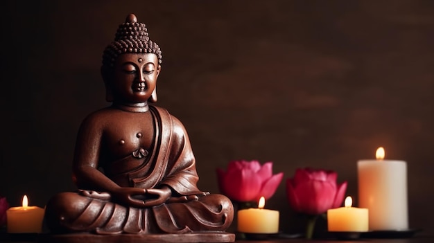 Buddha in Meditation mit Lotusblume Generative ai