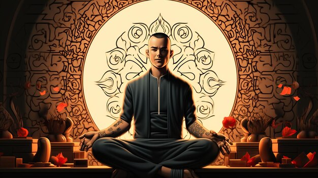 Buddha-Mann tiefe Meditation