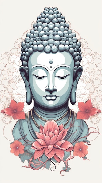 Buddha Purnima Buddha-Statue Meditation Blumenhintergrund