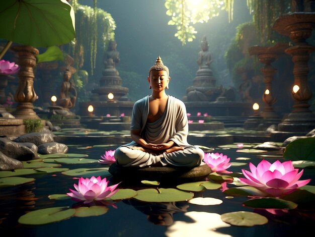 Buddha Purnima mit schöner Vorlage Hintergrund generative ai