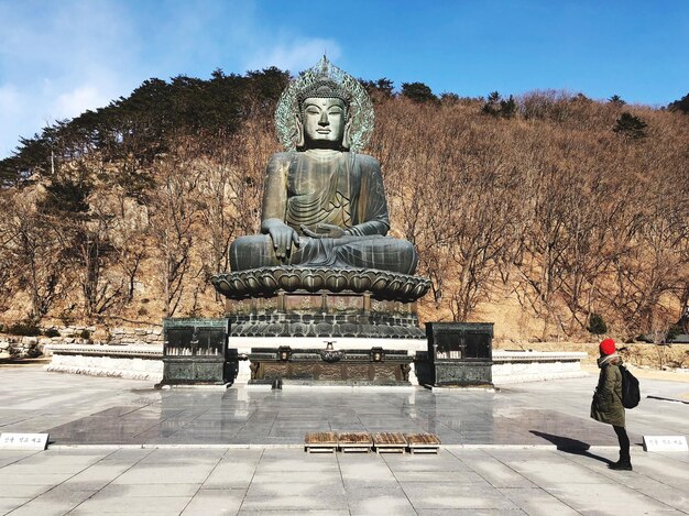 Foto buddha-statue gegen den berg