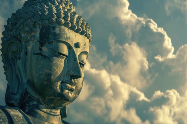 Buddha-Statue im Himmel im Hintergrund Riesen-Buddha-Statua