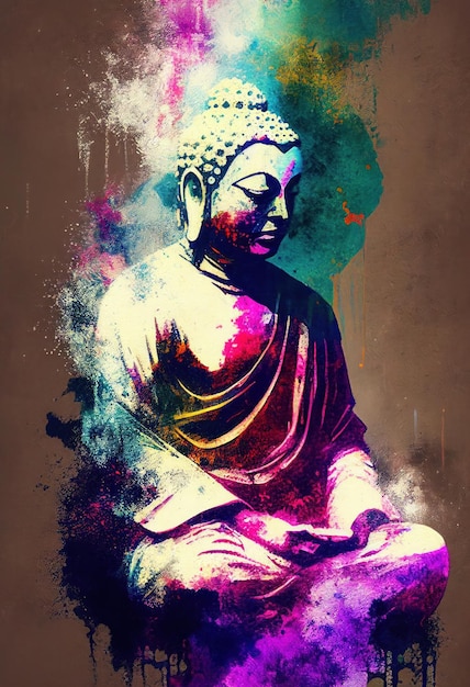 Buddha-Statue Ölgemälde Generative AI