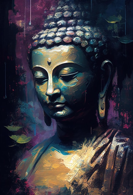 Buddha-Statue Ölgemälde Generative AI