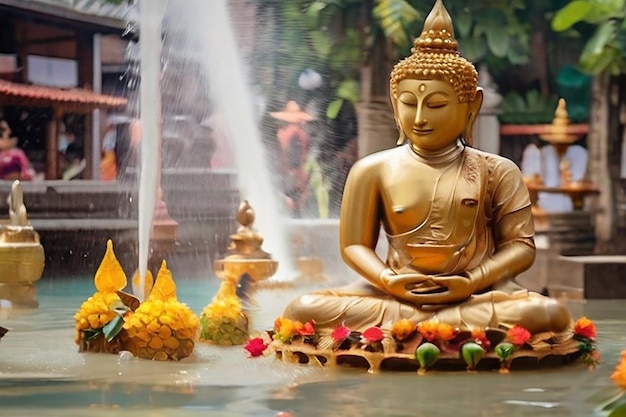 Buddha-Statue-Wasserzeremonie beim Songkran-Festival